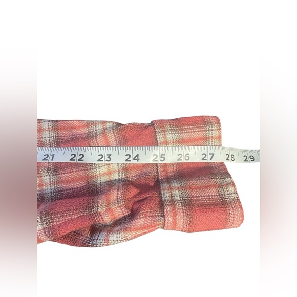 American Eagle Pink Plaid Hooded Button Front Sweatshirt Hoodie Large Girls GUC - Picture 2 of 11